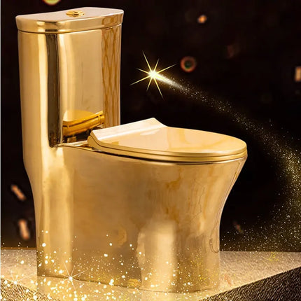Luxuriöse Badezimmer-Toilette aus Keramik, Porzellan, Gold 