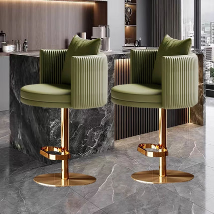 Luxury Bar Stool - Height-Adjustable High Chair with Swivel Function, Genuine Leather Upholstery for Kitchen Island and Home Bar