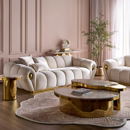 Modern Chesterfield Three Seat Fabric Upholstered Sofa with Tufted Design Sponge-Filled Comfort for Apartment Living Rooms