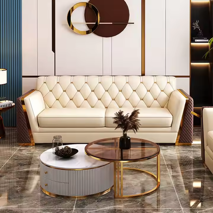 Light Luxury Leather Sofa Modern Living Room Design Chesterfield Sofa Set Furniture for Home Hotel Office