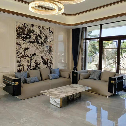 Modern Italian Designer Leather Fabric Modular Sectional Sofa Set Luxury Living Room Villa Home Apartment Hotel