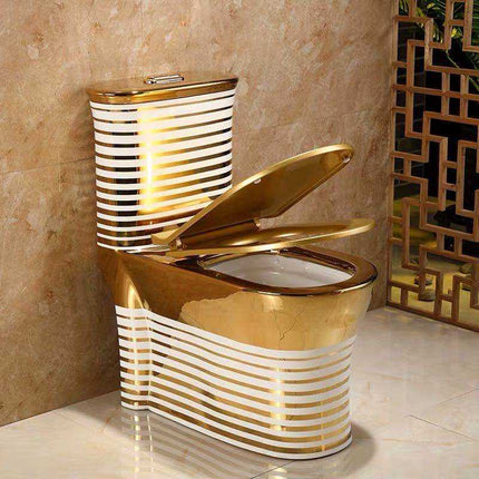 Luxury Sanitary Ware Golden Color Toilet Bowl Wc Ceramic One Piece Toilet Set With Pedestal Basin for Bathroom