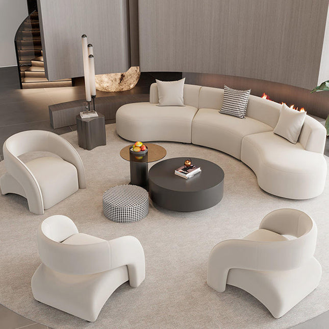 Modern Arc White Hotel Lobby Sofa Set with Fabric and Wood Frame for Commercial Reception and Office Use