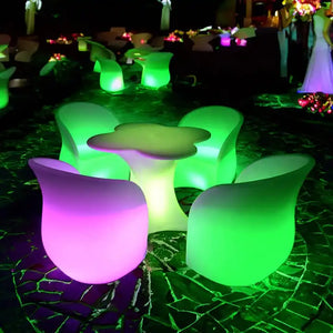 LED Illuminated Furniture Set with Tempered Glass Table and Comfortable