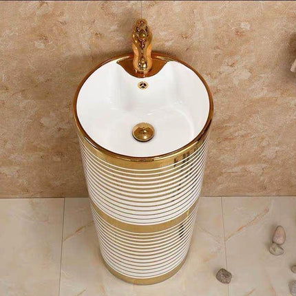 Luxury Sanitary Ware Golden Color Toilet Bowl Wc Ceramic One Piece Toilet Set With Pedestal Basin for Bathroom