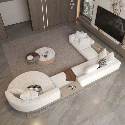 Custom Modular Sofa Bed Set with Sponge Filled Microfiber Leather for Large Families High-End Living Room Bedroom