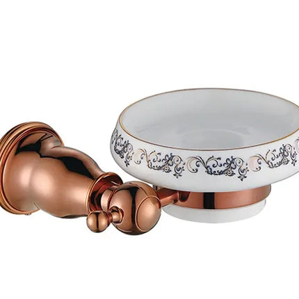 Wandmontiertes Badezimmer-Accessoire-Set aus Edelstahl in Roségold 