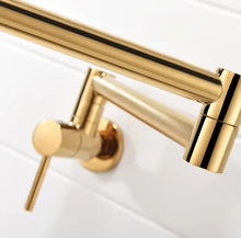 Load image into Gallery viewer, Copper Folding Kitchen Faucet Tap Gold Kitchen Pot Filler
