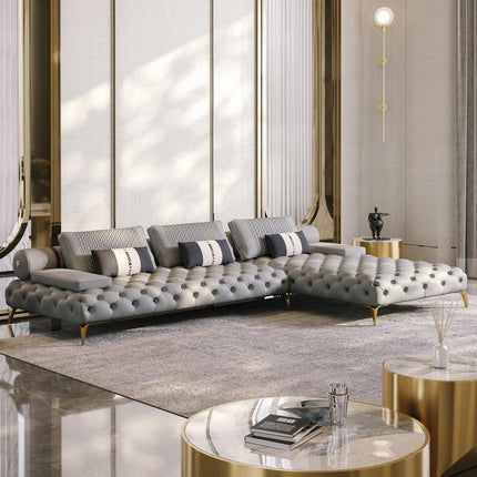Luxury High-end Leather Chesterfield Sofa Set for Living Room Furniture