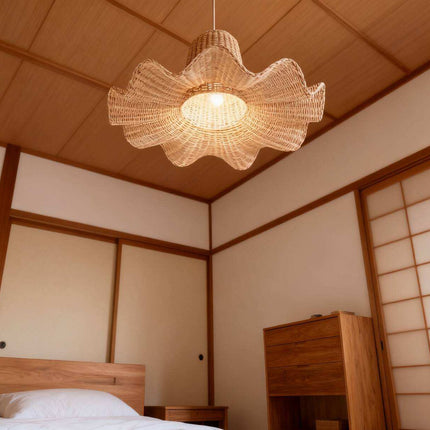 Rattan Flower Ceiling Lamp Modern Home Living Room Kitchen Island Lighting Design Hotel Decorative Lampshade