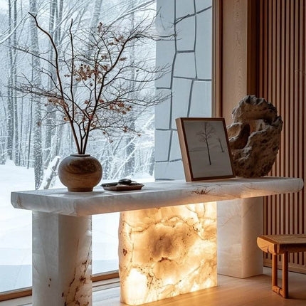 Custom Nature Onyx Marble Table Jade Luxury Crystal Table Furniture Elegant Premium Stone Furniture Kitchen Island