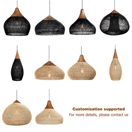 Wabi-sabi Style Homestay Japanese Style Retro Rattan Plaited Articles Pendant Light for Dining Room or Restaurant