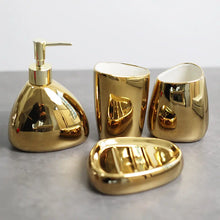 Lade das Bild in den Galerie-Viewer, Gold ceramic bathroom 4pcs Accessories Electroplated Ceramic
