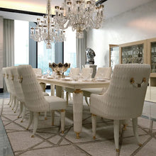 Load image into Gallery viewer, Luxury marble dining table set 6 seater/ 8 Seater Solid Wood Frame

