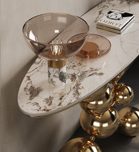 Load image into Gallery viewer, Stainless Steel Sintered Stone Console Table Corner Golden
