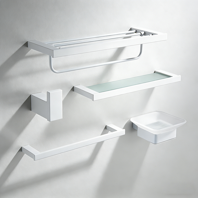 Hotel Luxury Stainless Steel Toilet Room Set White Bath Accessories Bathroom Products