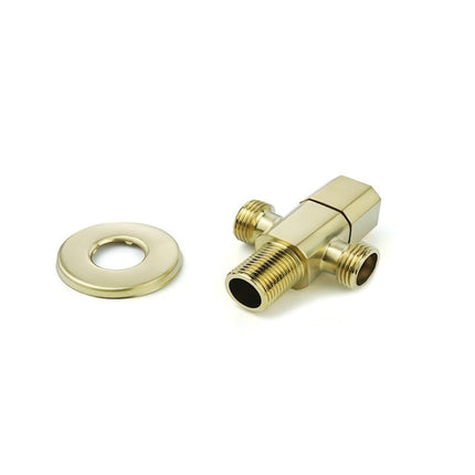 Brushed Gold Finish Curved Double Angle Valves Made of Pure Brass Switch Valve for Bathroom Accessories Perfect for Toilet and Bath Fixtures in Color Brushed Gold