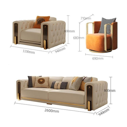 Contemporary High Quality Shiny Gold Stainless Steel Legs Grey Velvet Light Luxury Sectional Sofas Hotel Apartment Mall