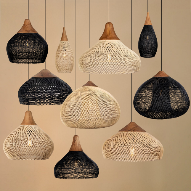 Wabi-sabi Style Homestay Japanese Style Retro Rattan Plaited Articles Pendant Light for Dining Room or Restaurant