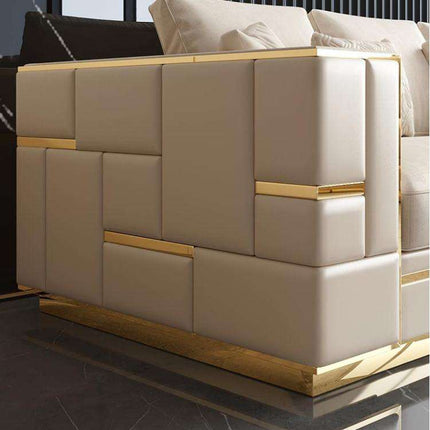 Luxury Upholstered Reclining Boucle Sofa Set Fabric Sponge Modern Sectional Stainless Steel Frame Pillow Back Villa Living Room