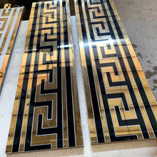 Load image into Gallery viewer, Versace Black and Gold Porcelain Glass tiles 15x60cm Sold per Box
