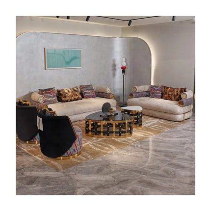 Italian Modern Luxury Sectional Sofa Simple Villa Living Room High-End Furniture Fabric Material Light Luxury Style
