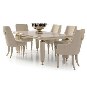 Luxury marble dining table set 6 seater/ 8 Seater Solid Wood Frame