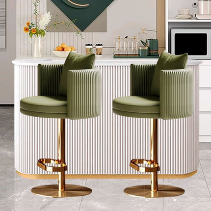 Luxury Bar Stool - Height-Adjustable High Chair with Swivel Function, Genuine Leather Upholstery for Kitchen Island and Home Bar