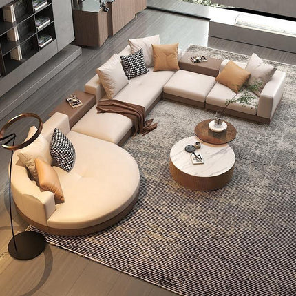 Custom Modular Sofa Bed Set with Sponge Filled Microfiber Leather for Large Families High-End Living Room Bedroom