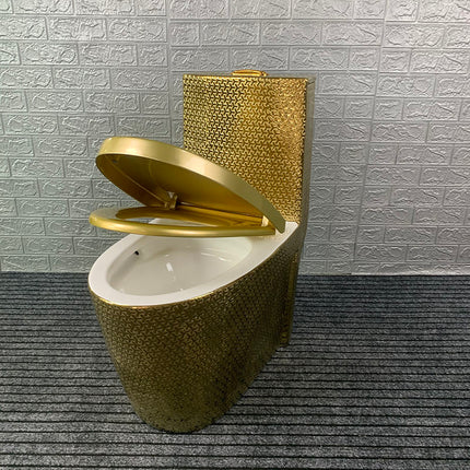Dubai Luxury Gold Embossed Toilet Bowl – Electroplated Custom Ceramic WC Special Edition
