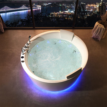 Custom Round Freestanding Whirlpool Massage Bathtub – Luxury White Acrylic Spa Bath Tub
