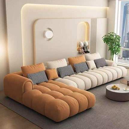 Cream Style Three Seat Sofa Light Luxury Technology Cloth Clouds Living Room Rental House Modern Minimalist Bedroom Sponge