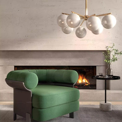 Nordic Simple and Elegant Fabric and Leather Double-layer Seat Bag Thick Backrest Armrest Single Living Room Bedroom Hotel Sofa