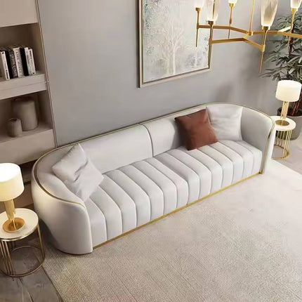 Modern Luxury Stainless Steel Chesterfield 3 Seat Sectional Sofa Set Pink White Curved Wedding Sofa for Living Room Made Fabric