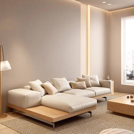 Log Style Wabi-sabi Style Japanese Custom Solid Wood Pallet Corner Chaise Longue Leather Leisure Hotel Library Sofa