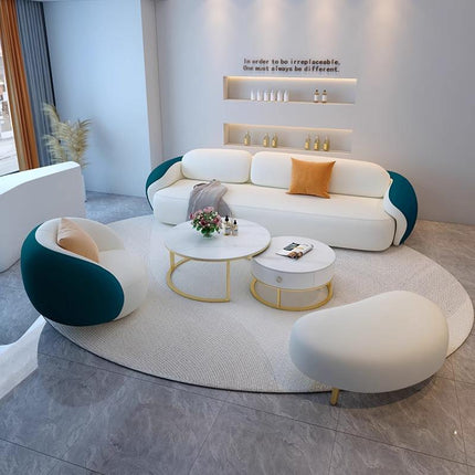 Modern Two Tone Upholstered Sofa Set With Accent Armchairs And Round Coffee Tables For Living Room Furniture