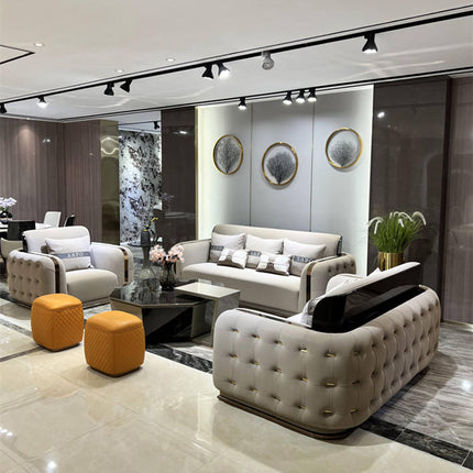 Modern Luxury Living Room Sofa Set New Arrival with PU Leather Cover for Villas Apartments Hotels Living Room Furniture