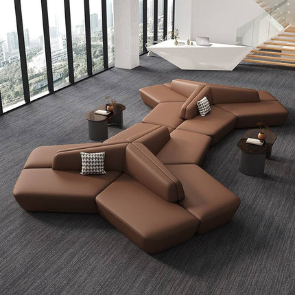 Minimalist Contemporary Leather Office Sofa Combination Premium Office Furniture Simple Modern Modular Sofa