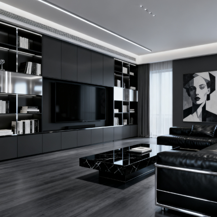 Customizable Luxury Lacquered TV-Bookcase Cabinet with Cream-Gold Integration for Contemporary Living Room Luxury Living