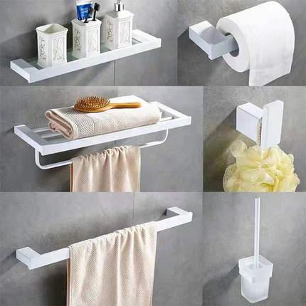 Hotel Luxury Stainless Steel Toilet Room Set White Bath Accessories Bathroom Products