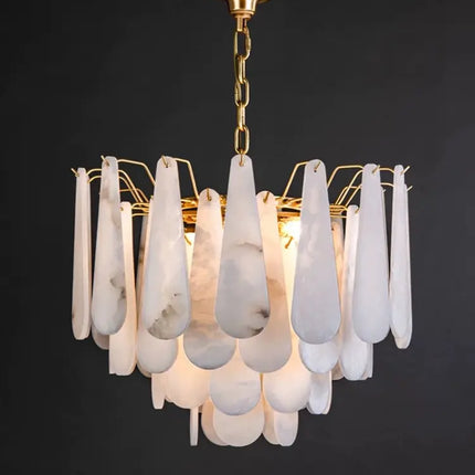 Lustre moderne et élégant tout en cuivre, léger et luxueux, pour salon, salle à manger, chambre à coucher. Lampadaire duplex simple avec pied en marbre. 