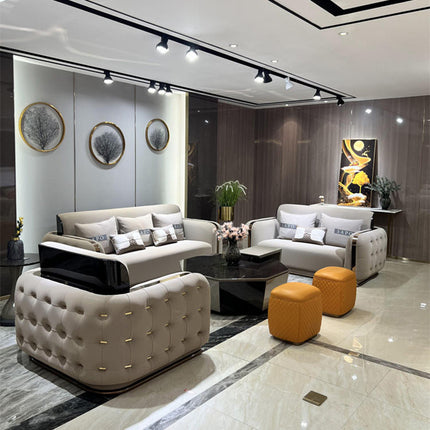 Modern Luxury Living Room Sofa Set New Arrival with PU Leather Cover for Villas Apartments Hotels Living Room Furniture