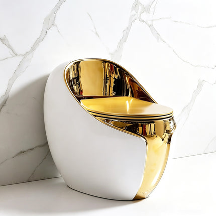 Western Design Royal Bathroom Golden Plated Toilet Ceramic Gold Egg Shape Toilet