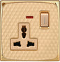 UK Socket Gold Edition 1Way Socket Acrylic Gold with Led Light