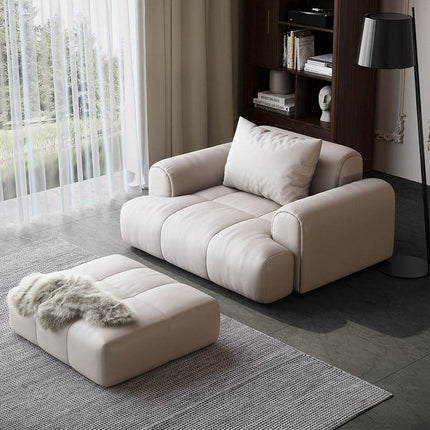 Nordic Modern Sofa Genuine Leather 3-Seater High Resilience Sponge Latex Filling for Small Spaces Wabi-Sabi Minimalist Design