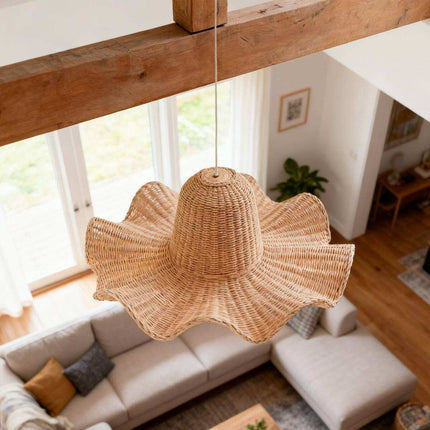 Rattan Flower Ceiling Lamp Modern Home Living Room Kitchen Island Lighting Design Hotel Decorative Lampshade