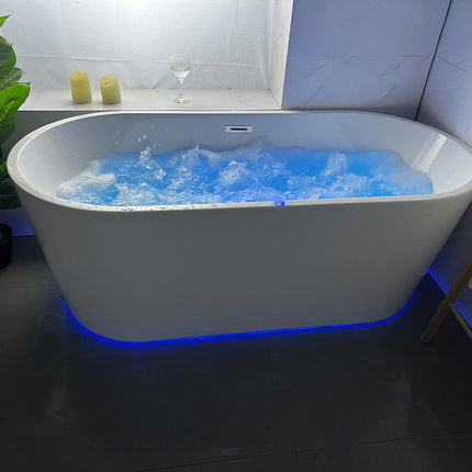 Light Luxury Modern Freestanding Acrylic Bathtub 60 Inch 135cm Soaking Tub with Drainer for Hotel Use