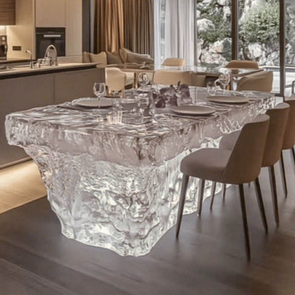 Modern Light Luxury Transparent Resin Desk Square Bar Table Crystal Like Art Furniture Glowing Island Counter