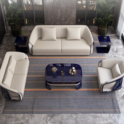 Genuine Leather Convertible Sofa Set with Sponge Filling Luxury Modern High-End Living Room Furniture
