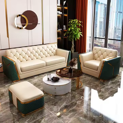 Light Luxury Leather Sofa Modern Living Room Design Chesterfield Sofa Set Furniture for Home Hotel Office